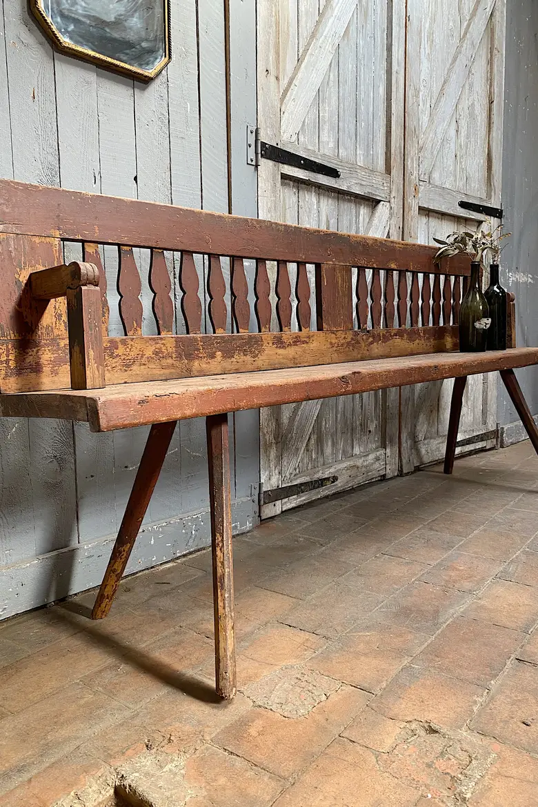 Ancien banc de bistrot italien en bois Début XXème