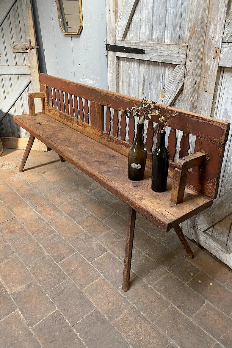 Ancien banc de bistrot italien en bois Début XXème