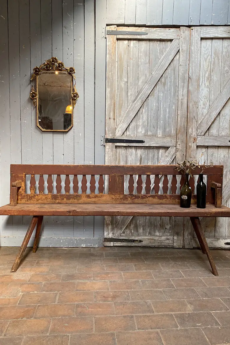 Ancien banc de bistrot italien en bois Début XXème