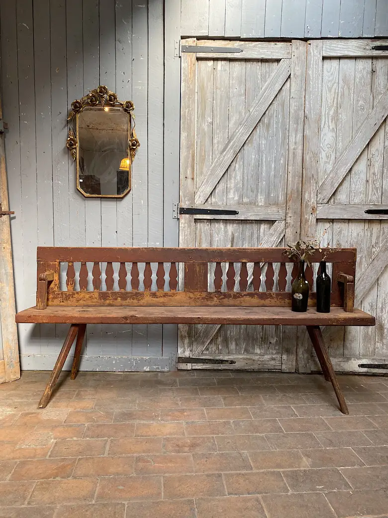 Ancien banc de bistrot italien en bois Début XXème