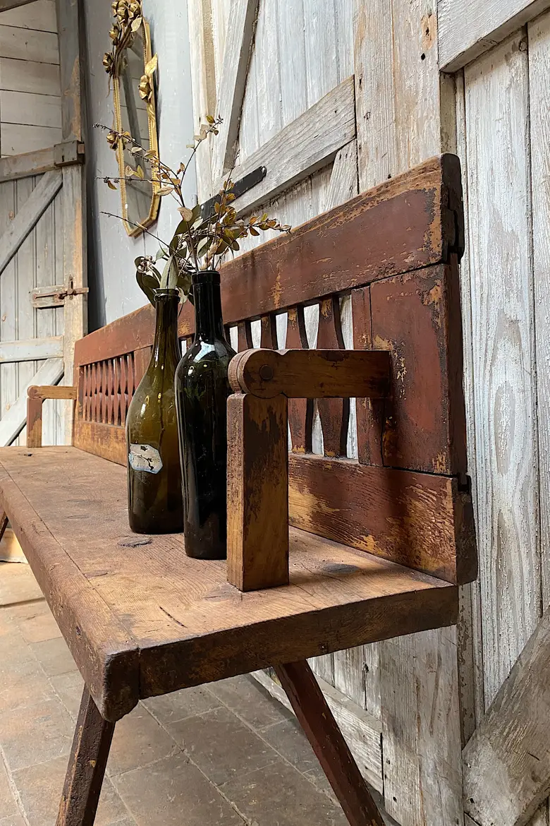 Ancien banc de bistrot italien en bois Début XXème