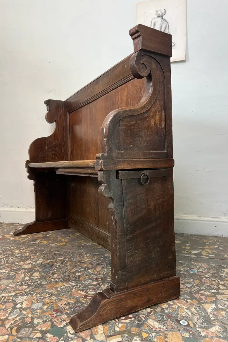 Ancien banc de communauté en chêne – XIXe siècle