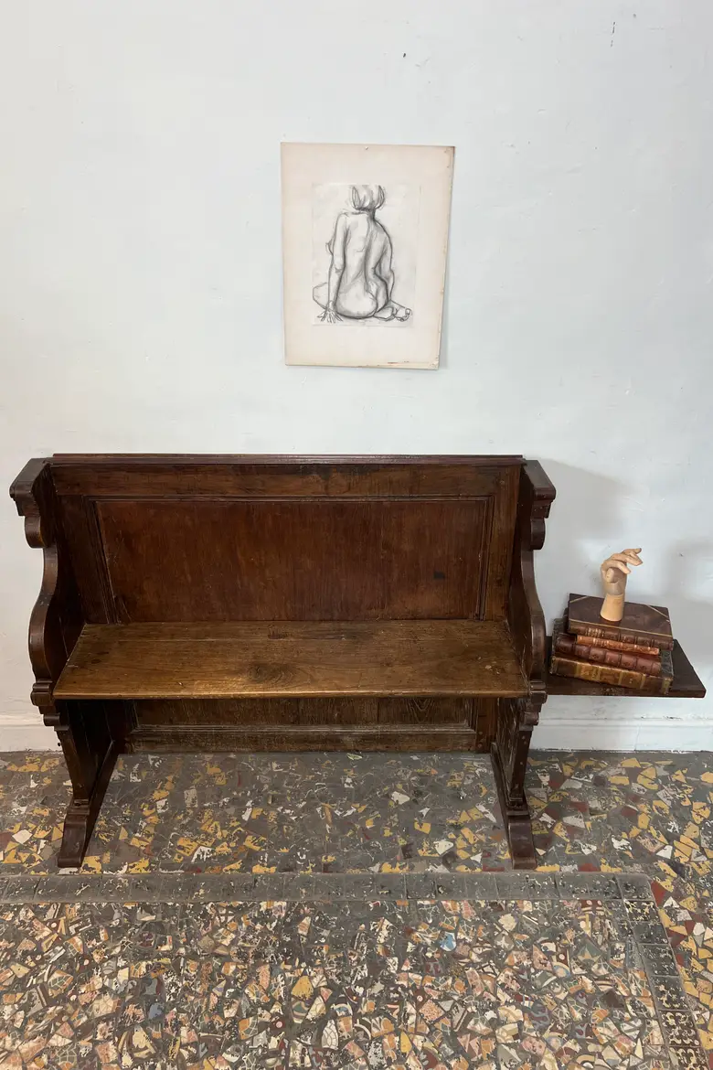 Ancien banc de communauté en chêne – XIXe siècle