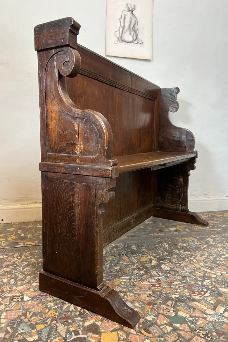 Ancien banc de communauté en chêne – XIXe siècle