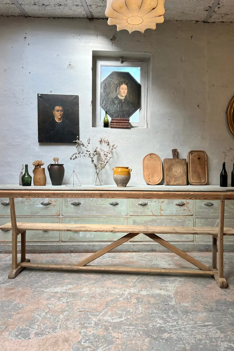Ancien banc d’école en sapin Début XXème