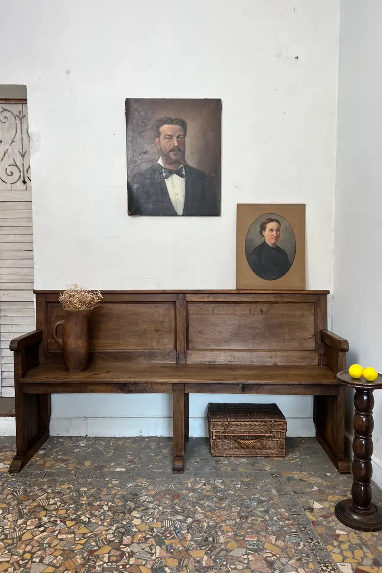 Ancien banc d’église en chêne – Fin XIXe siècle