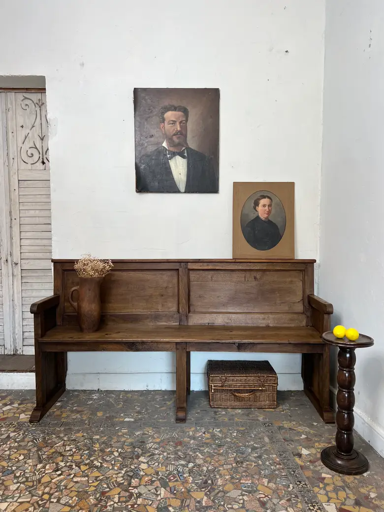 Ancien banc d’église en chêne – Fin XIXe siècle