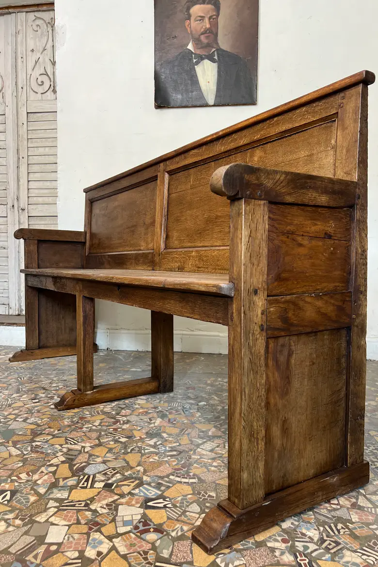 Ancien banc d’église en chêne – Fin XIXe siècle