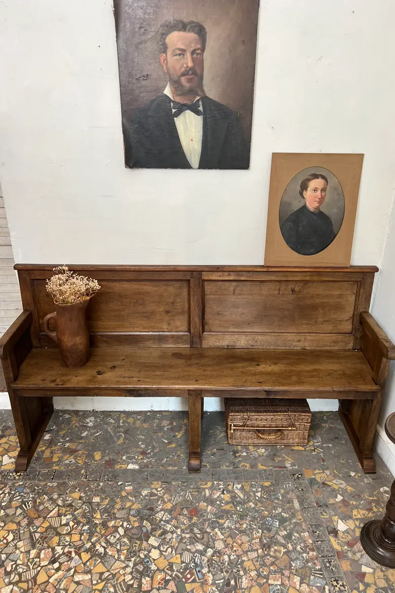 Ancien banc d’église en chêne – Fin XIXe siècle