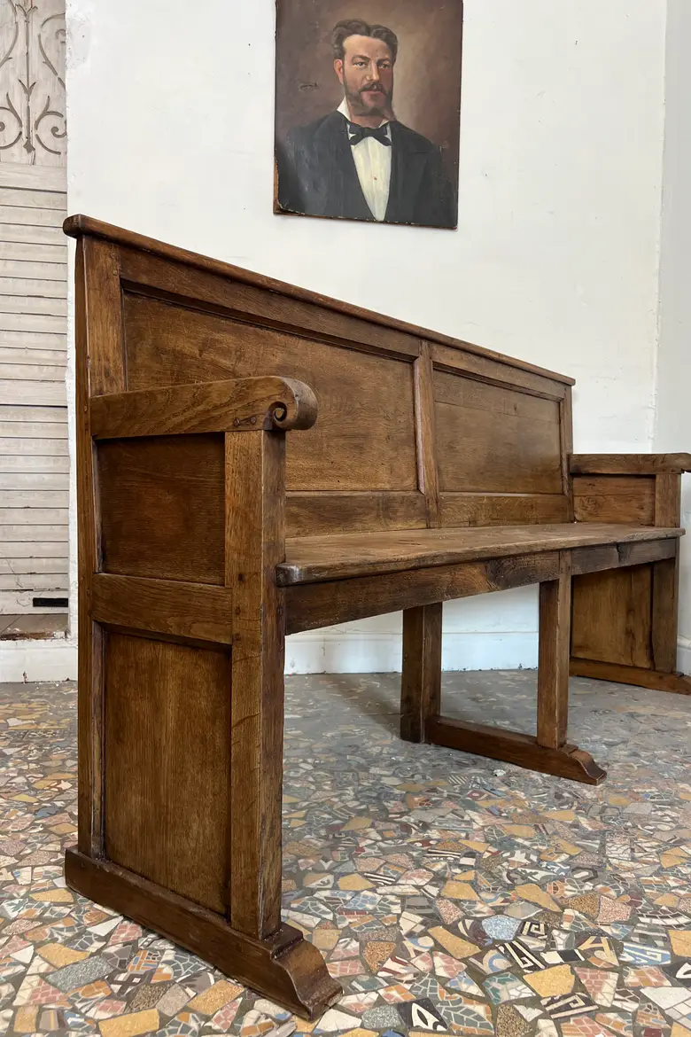Ancien banc d’église en chêne – Fin XIXe siècle