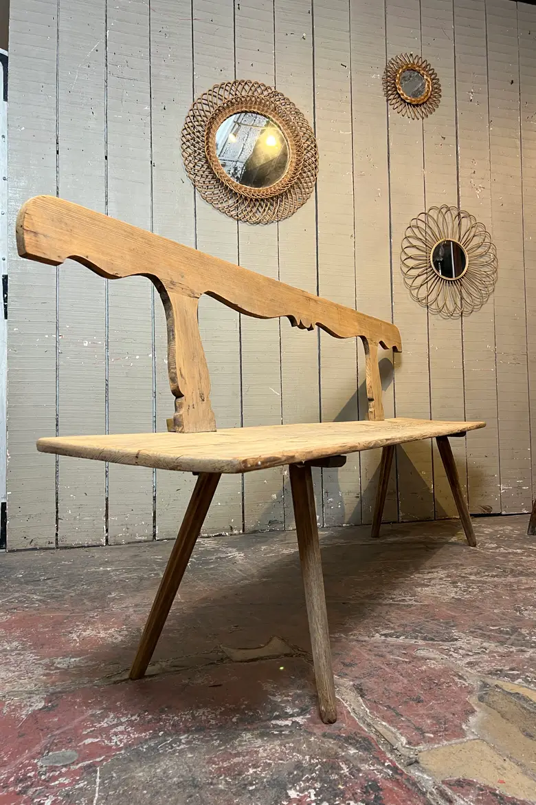 Ancien banc d’estaminet en sapin