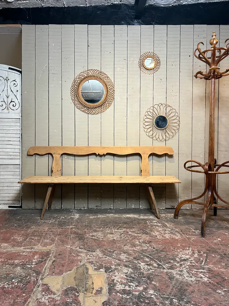 Ancien banc d’estaminet en sapin