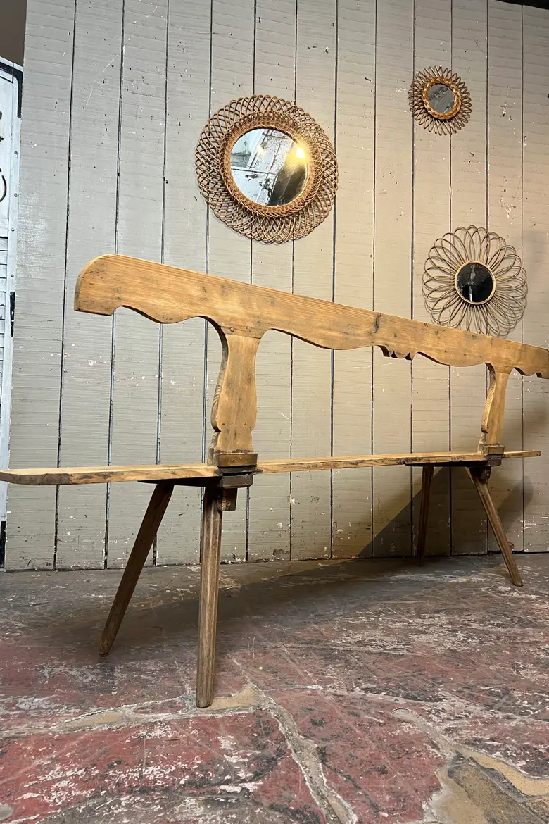 Ancien banc d’estaminet en sapin