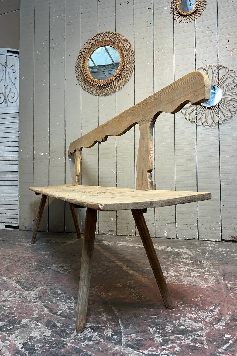 Ancien banc d’estaminet en sapin