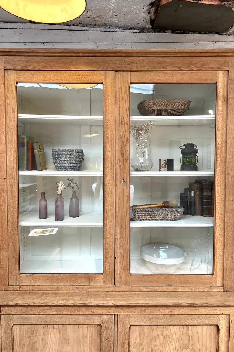 Ancien bibliothèque deux corps en chêne brut Début XXème