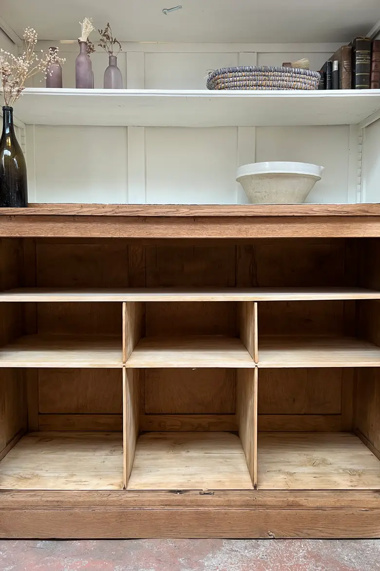 Ancien bibliothèque deux corps en chêne brut Début XXème