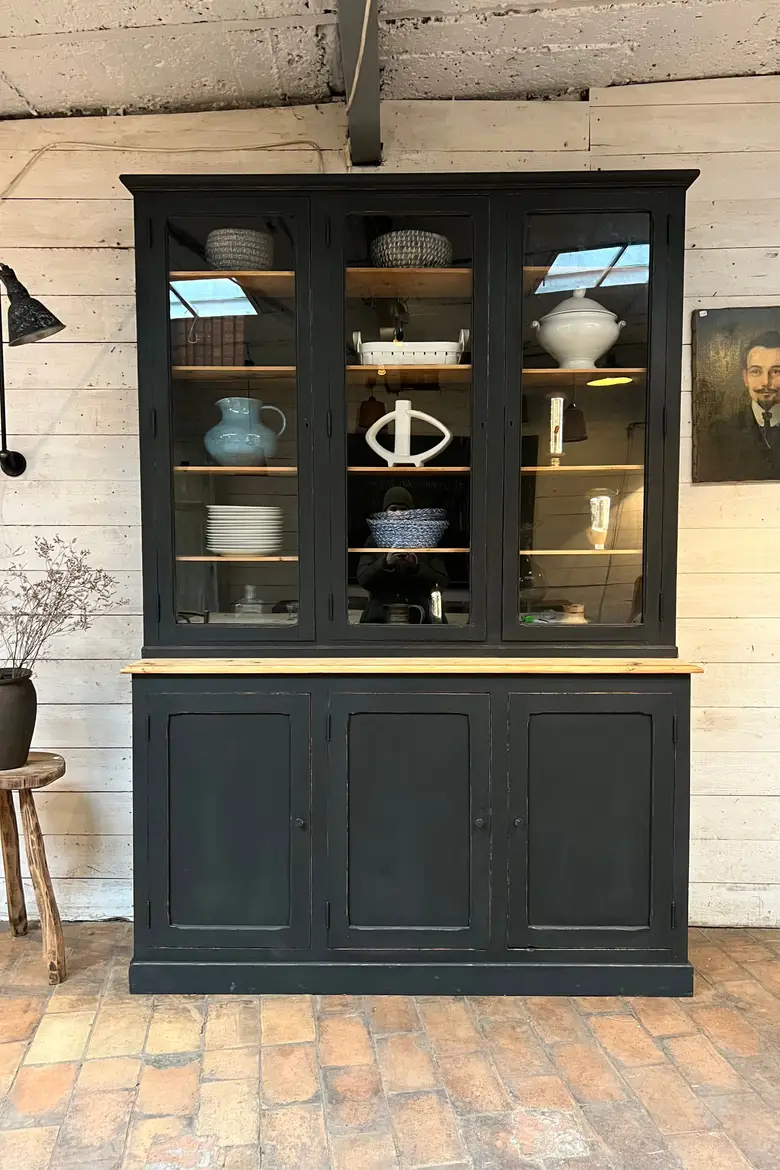 Ancien buffet deux corps d’école en sapin Début XXème