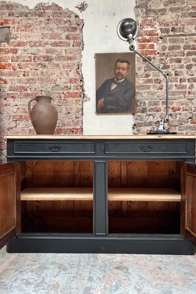 Ancien buffet en bois  Début XXème peint en noir