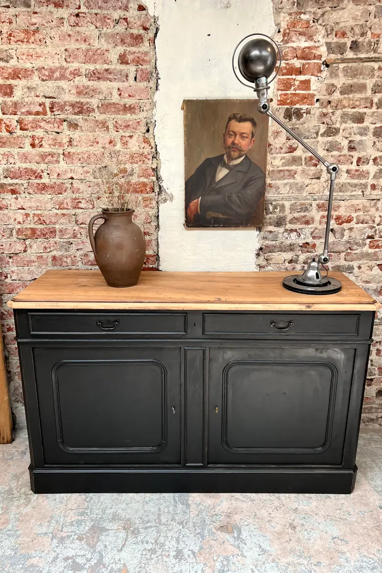 Ancien buffet en bois  Début XXème peint en noir