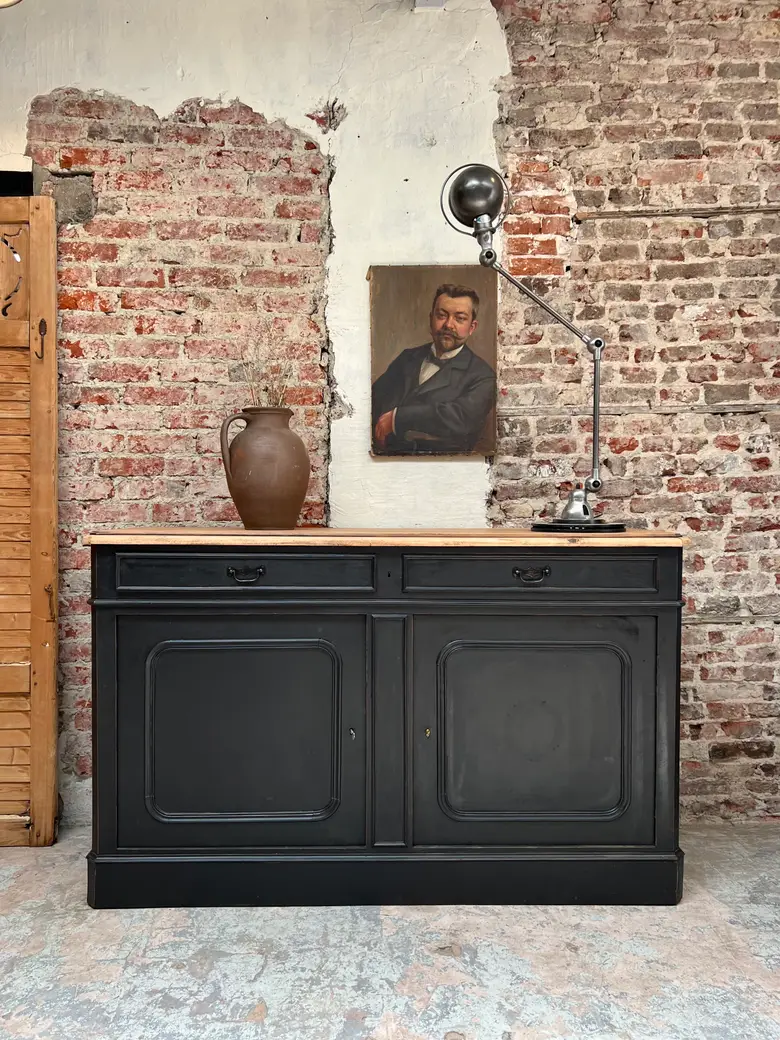 Ancien buffet en bois Début XXème peint en noir
