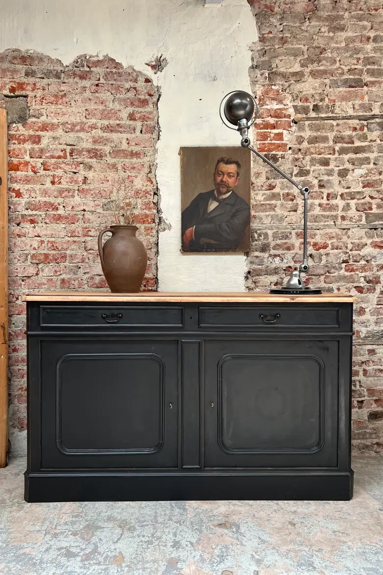 Ancien buffet en bois  Début XXème peint en noir