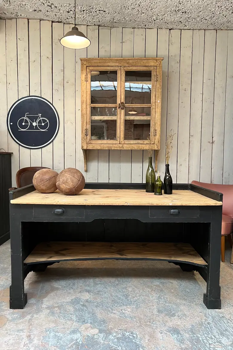 Ancien bureau / comptoir en bois Début XXème