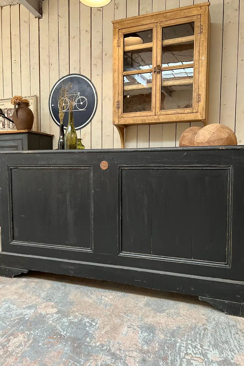 Ancien bureau / comptoir en bois Début XXème