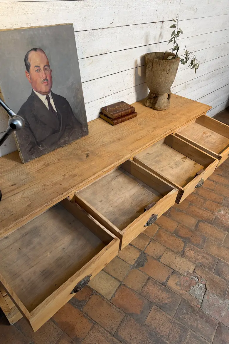 Ancien bureau comptoir en orme
