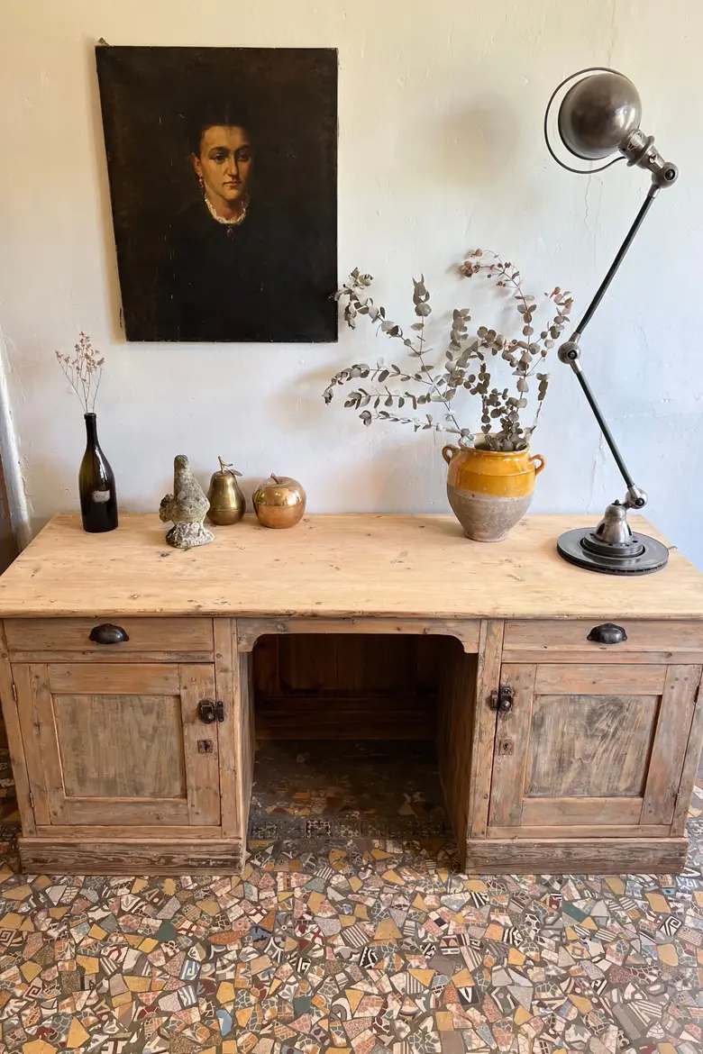 Ancien bureau comptoir en sapin 1920
