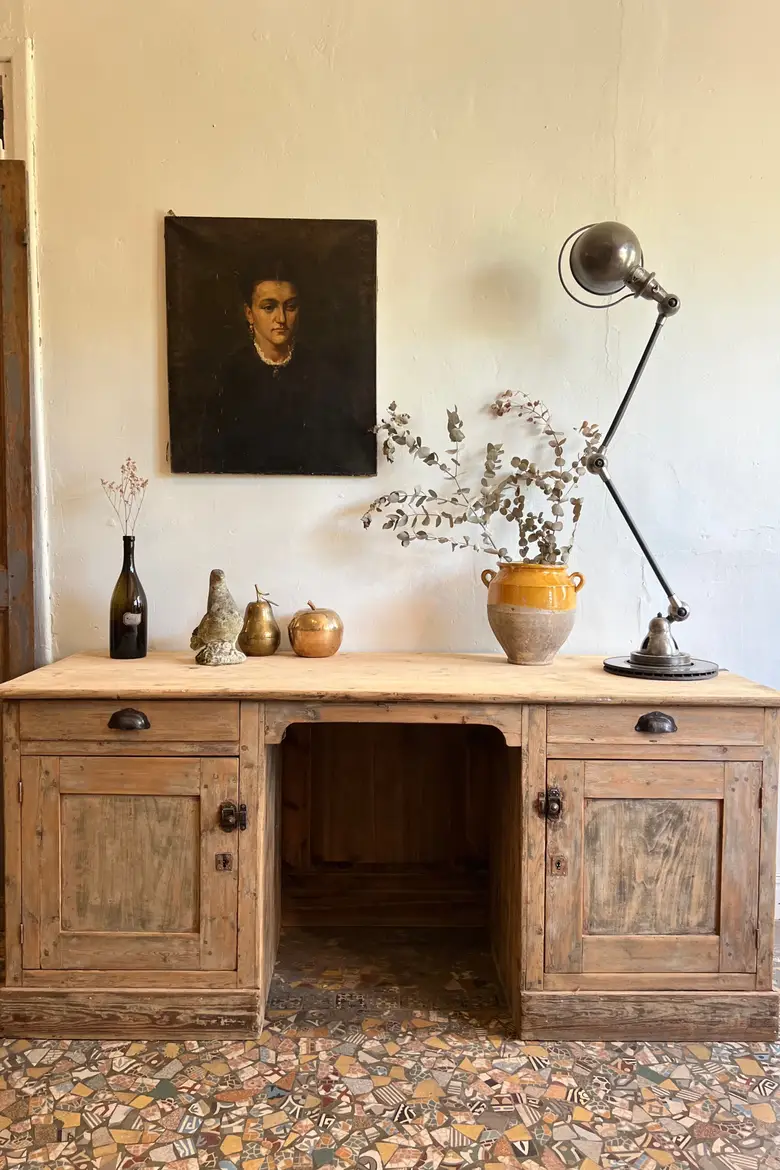 Ancien bureau comptoir en sapin 1920