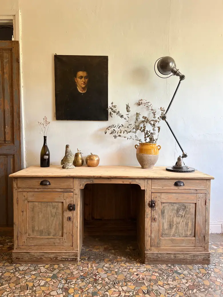 Ancien bureau comptoir en sapin 1920