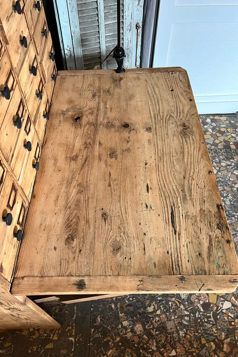Ancien bureau de quincaillerie en bois Début XXème