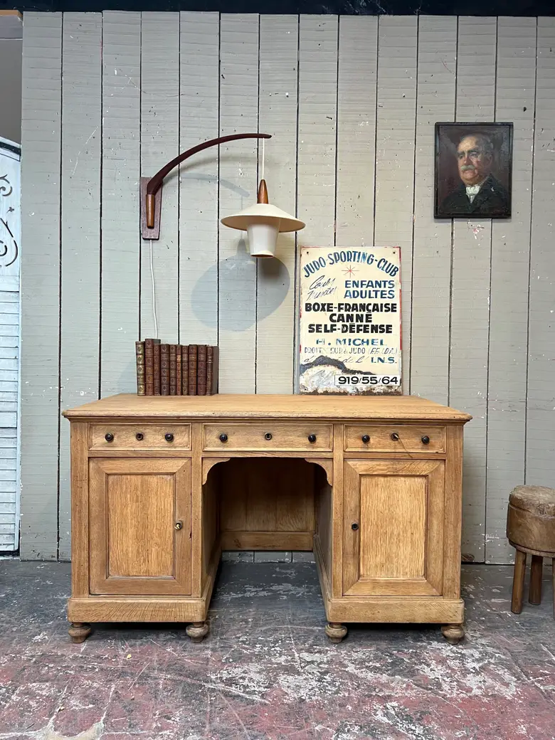 Ancien bureau double face en chêne