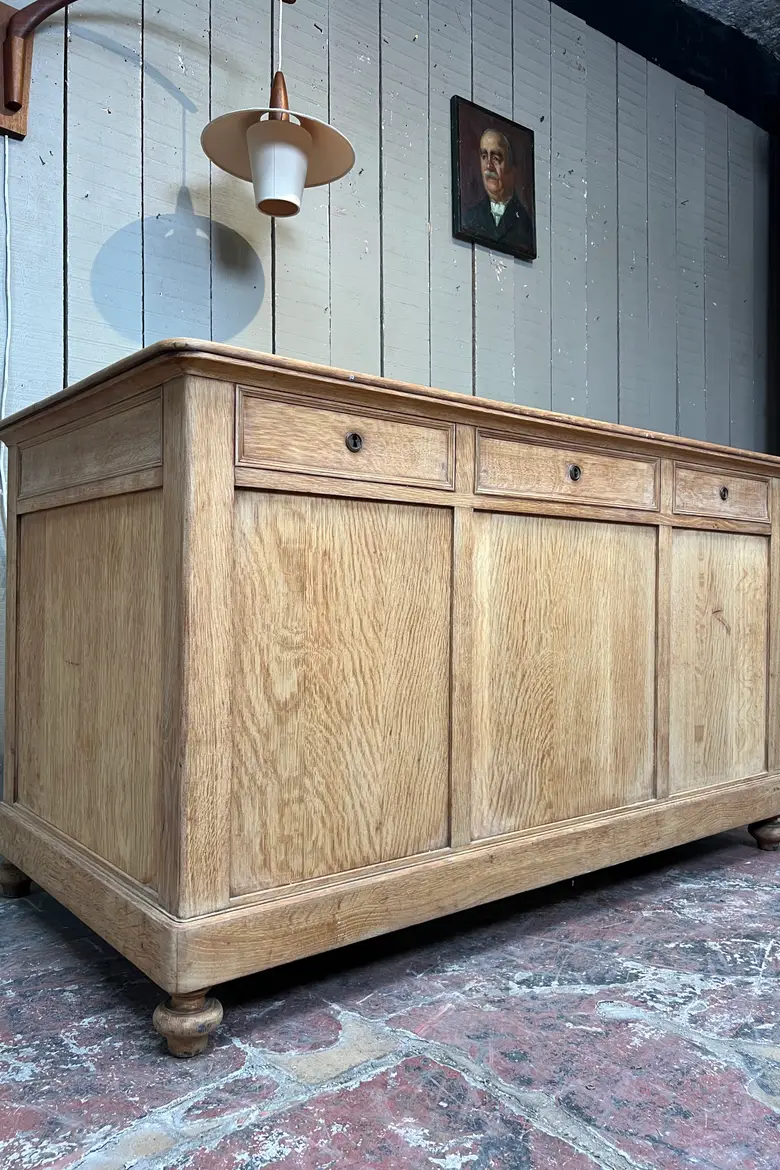 Ancien bureau double face en chêne