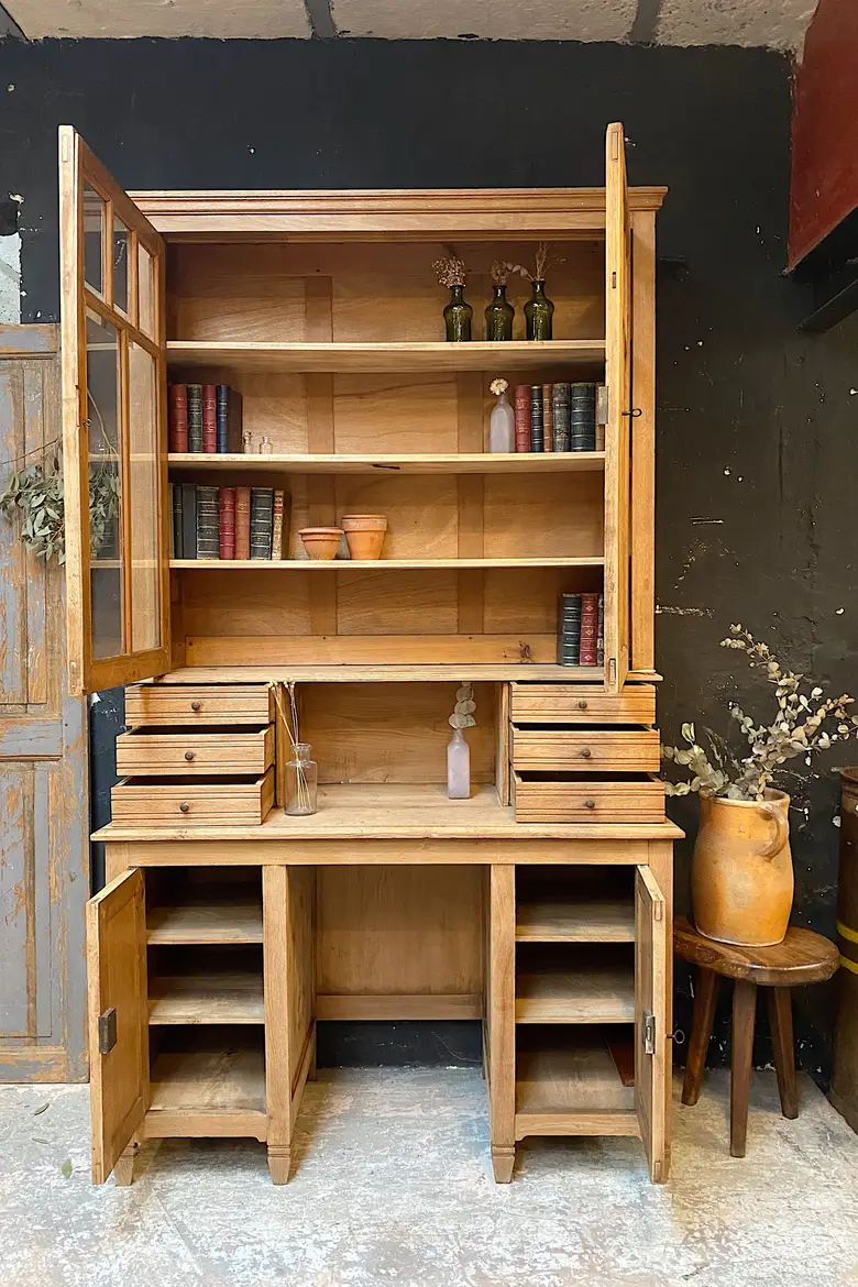 Ancien bureau en chêne vitré Début XXème