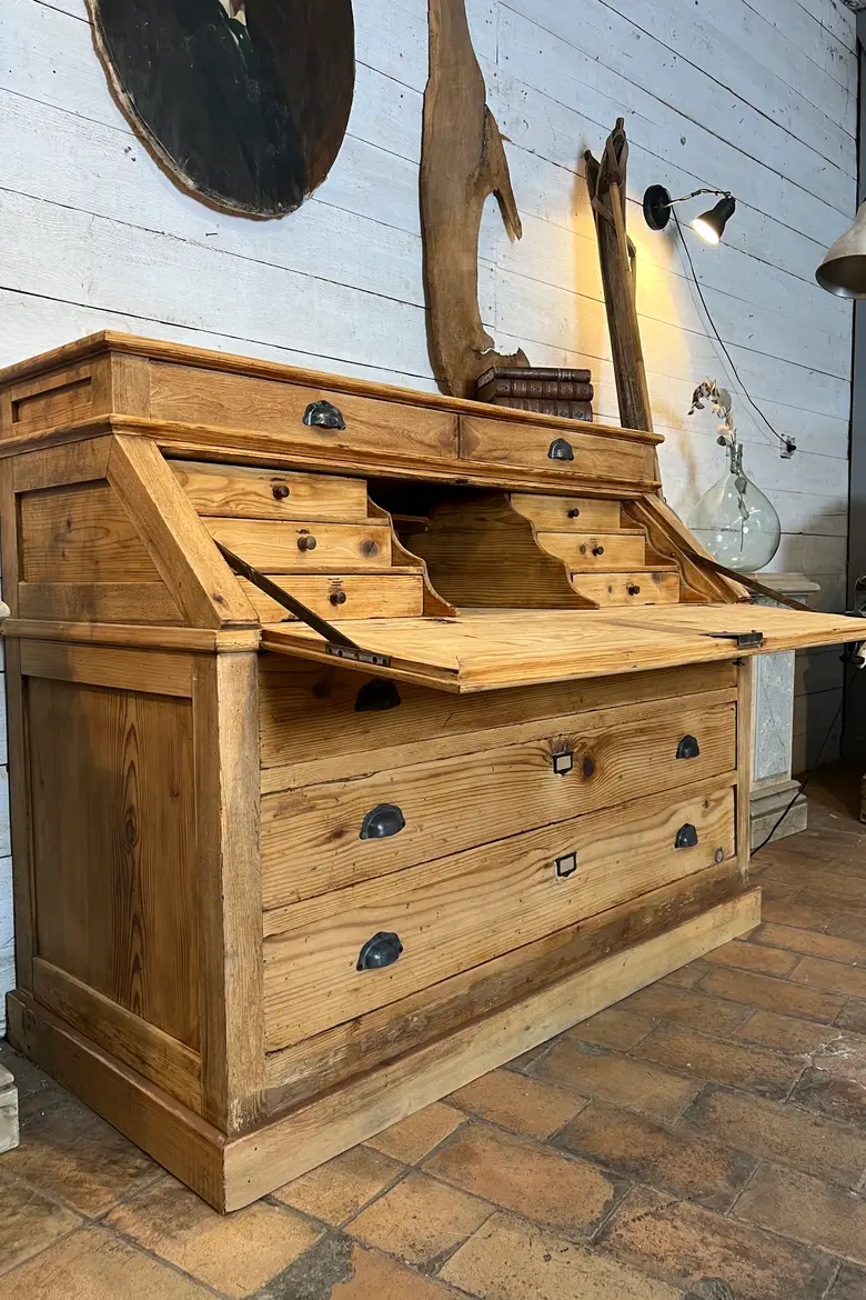 Ancien bureau secrétaire en sapin Début XXème