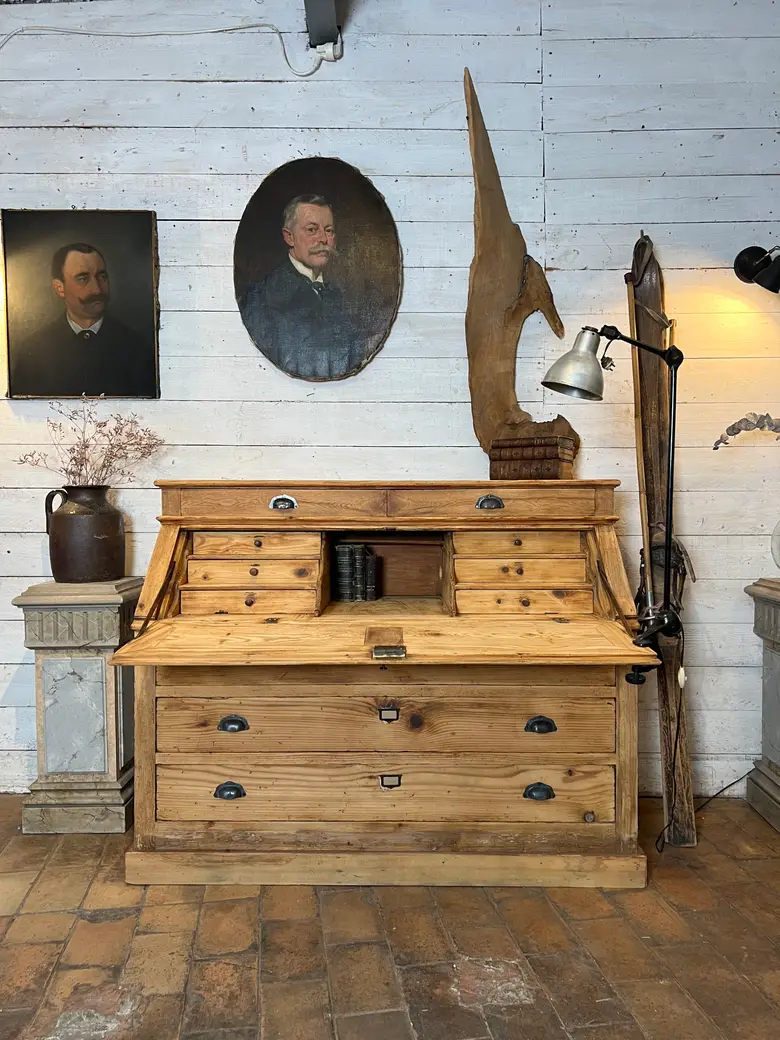 Ancien bureau secrétaire en sapin Début XXème
