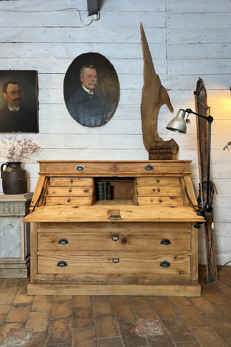 Ancien bureau secrétaire en sapin Début XXème