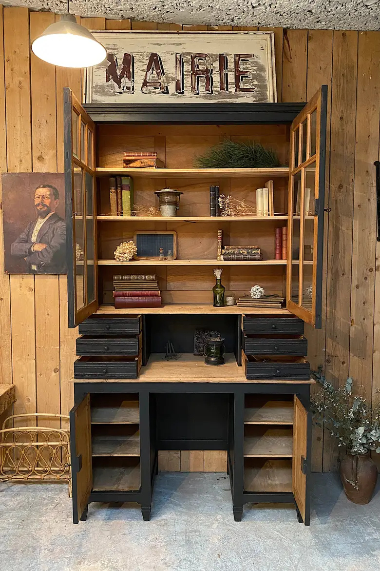 Ancien bureau vaisselier en chêne Début XXème