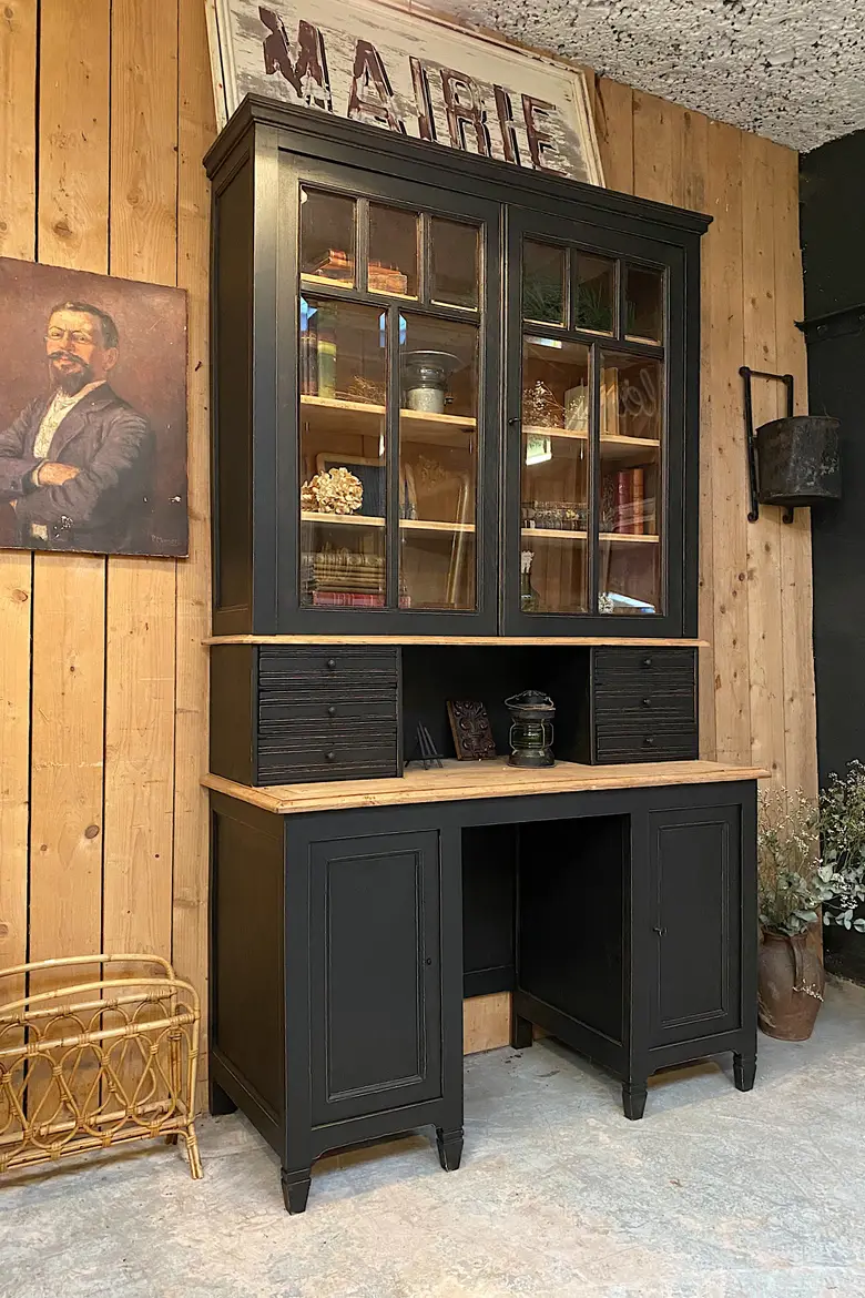 Ancien bureau vaisselier en chêne Début XXème