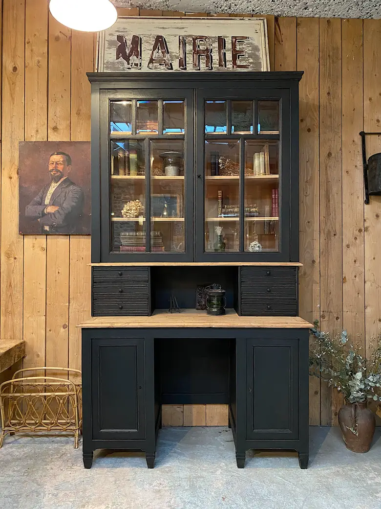 Ancien bureau vaisselier en chêne Début XXème