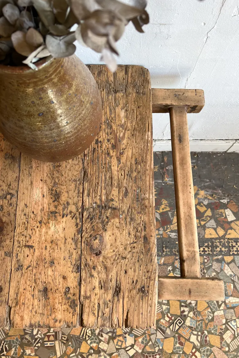 Ancien chariot d’atelier en bois brut Début XXème