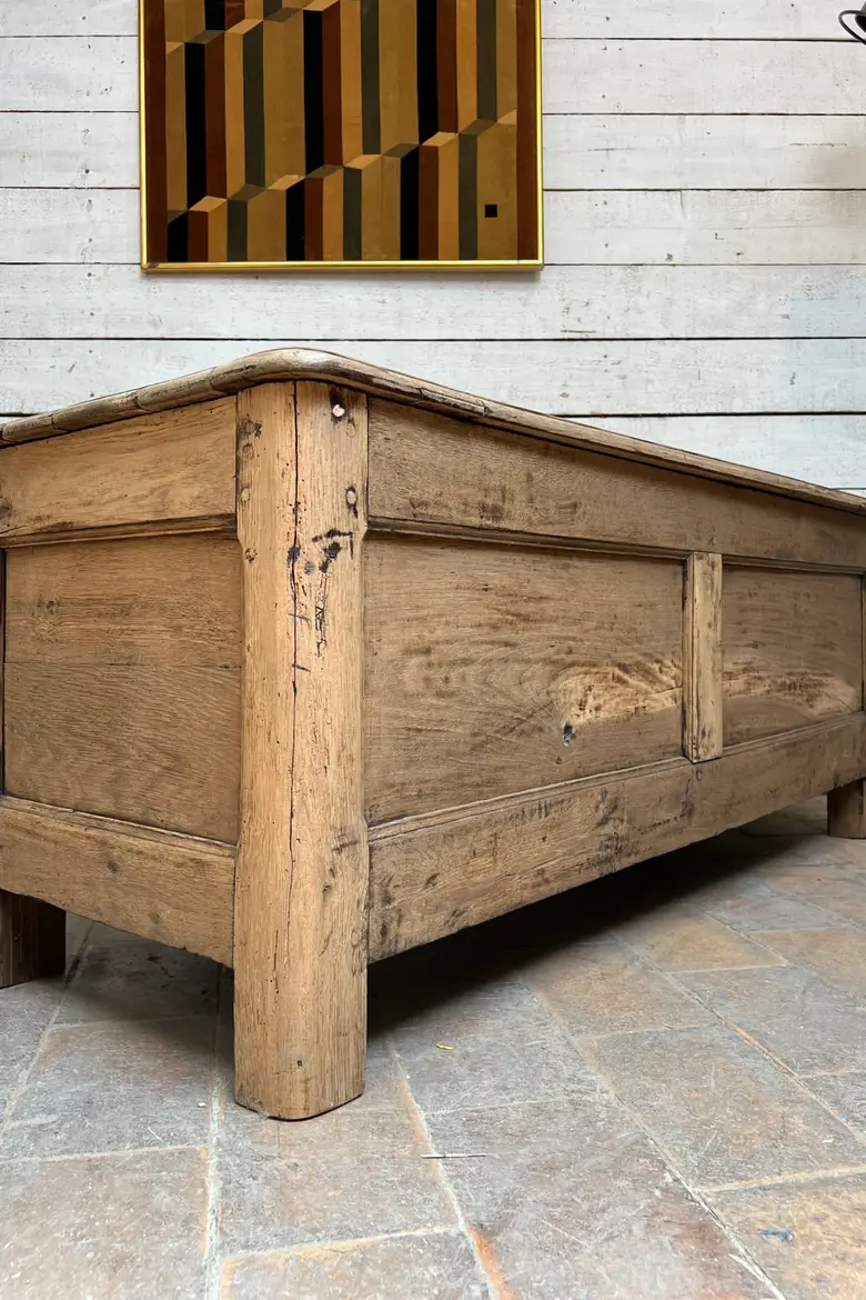 Ancien coffre en chêne du XIXe siècle