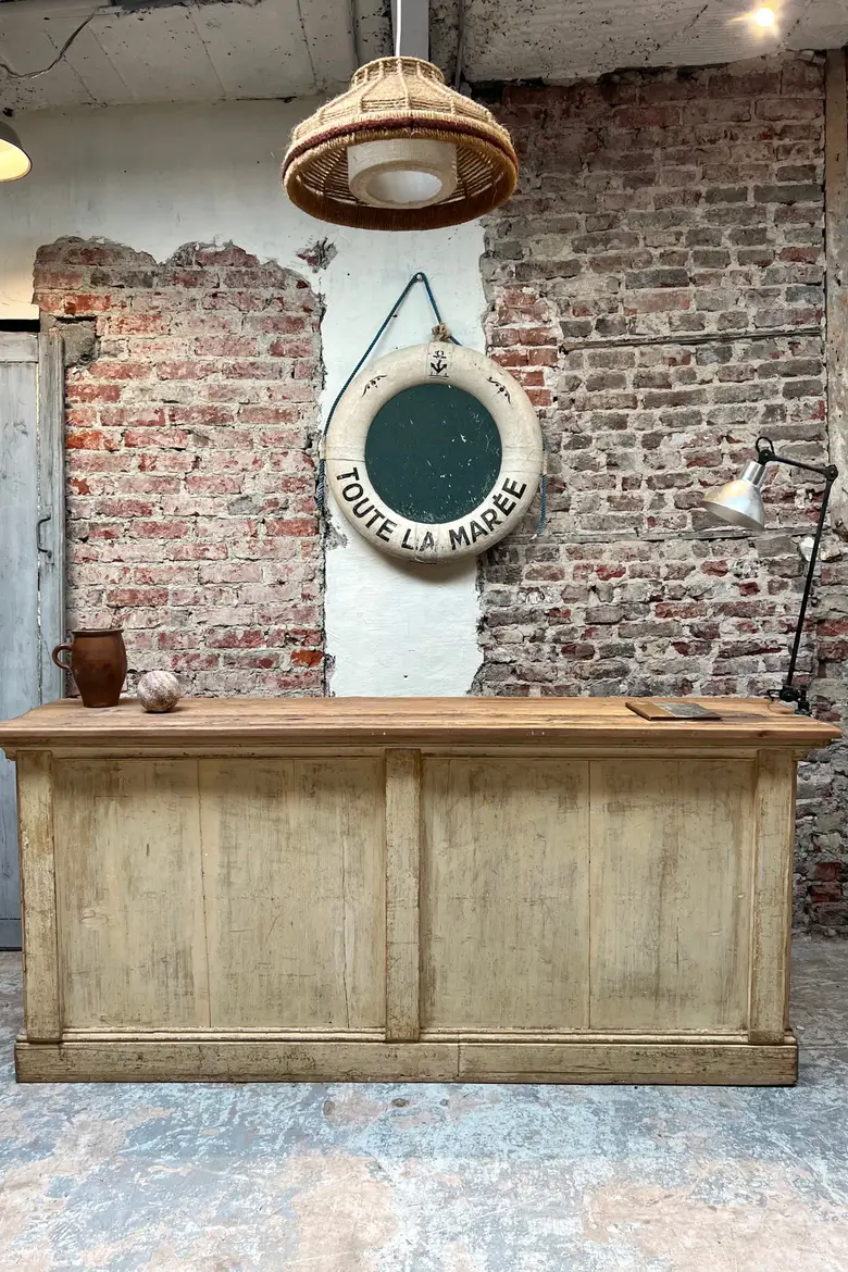 Ancien comptoir à tiroirs patiné Début XXème
