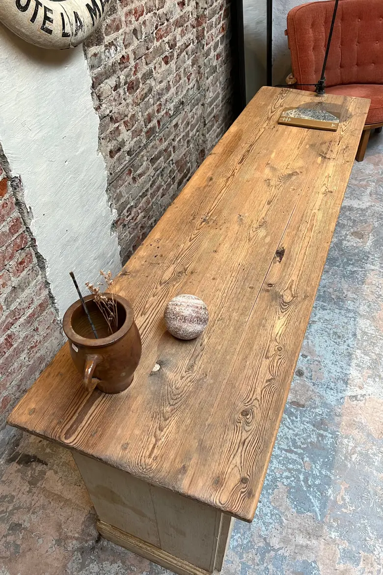 Ancien comptoir à tiroirs patiné Début XXème