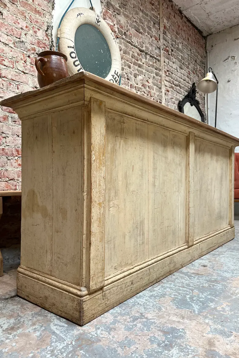 Ancien comptoir à tiroirs patiné Début XXème