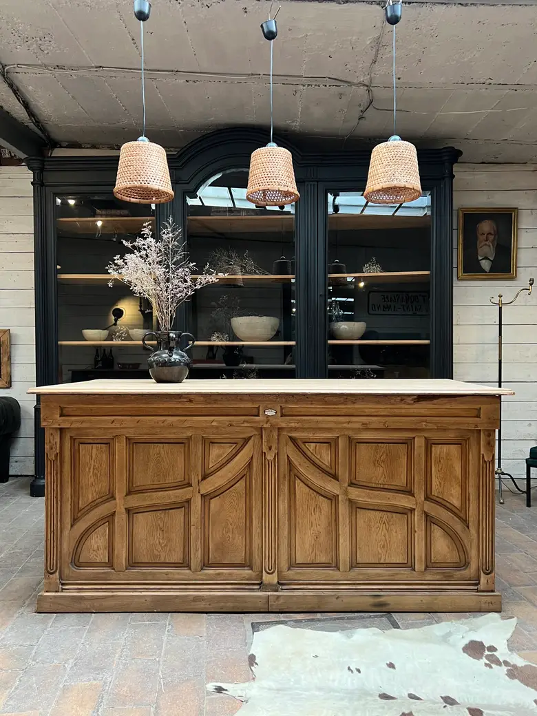 Ancien comptoir art déco en chêne