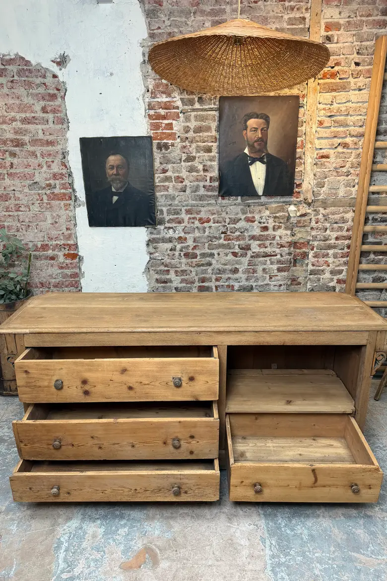 Ancien comptoir de boutique en chêne – fin XIXᵉ