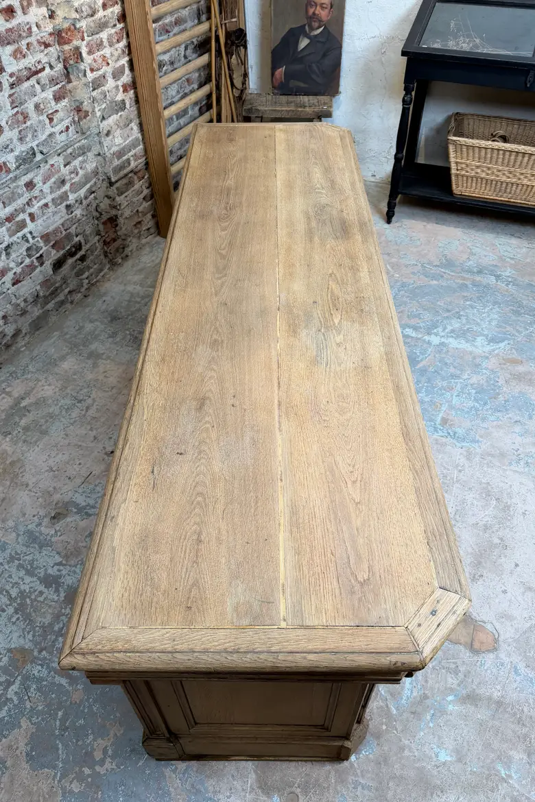 Ancien comptoir de boutique en chêne – fin XIXᵉ