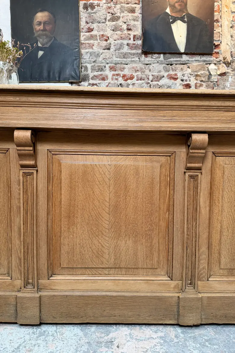Ancien comptoir de boutique en chêne – fin XIXᵉ